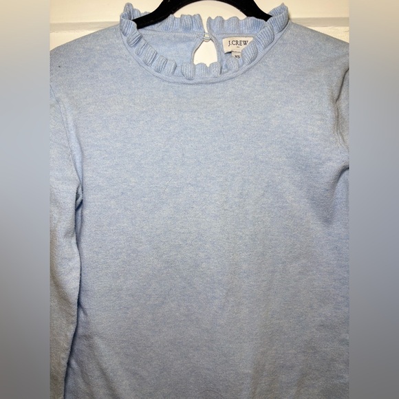 J.Crew Light Blue Ruffle Neck Sweatshirt Top Size XS - Picture 4 of 9